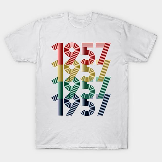 Cool Retro Year 1957 - Made In 1957 - 65 Years Old, 65th Birthday Gift For Men & Women T-Shirt by Art Like Wow Designs